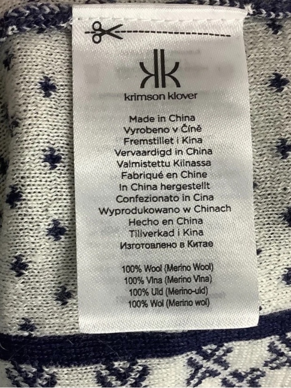Krimson Klover Women's Sz S 100% Merino Wool Quarter Zip Alpine Sweater Blue - Picture 7 of 8